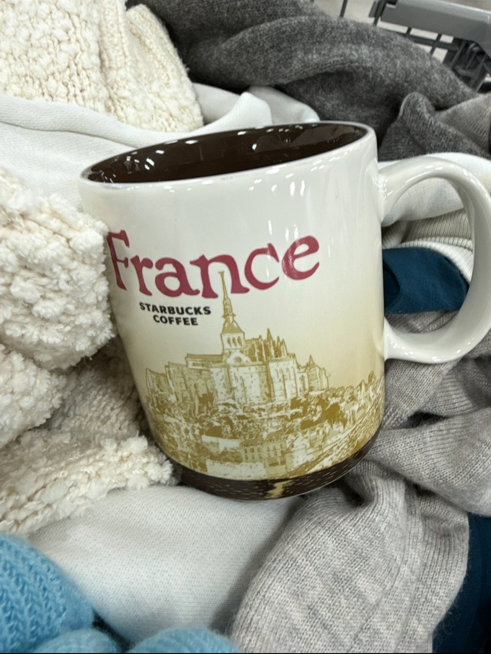 Starbucks France Ceramic Mug in Cream, Brown and Gold